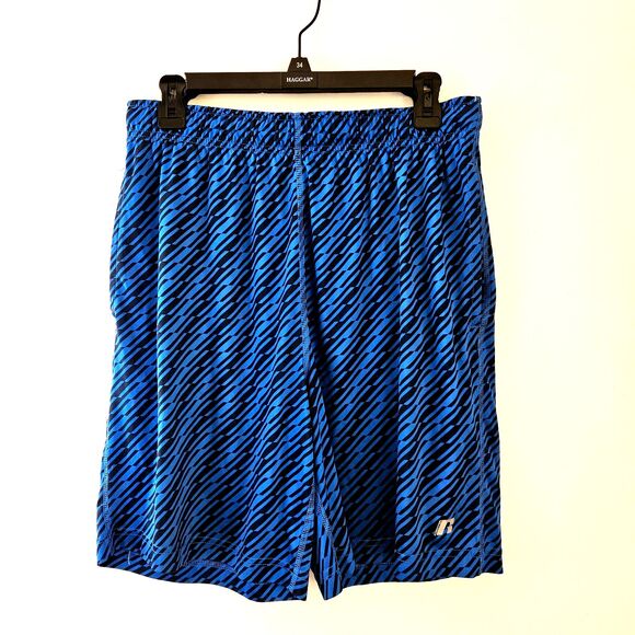 Russell Fresh Force Athletic Shorts Mens M 34-36 Blue Black Dri-Power Pockets - Picture 1 of 11